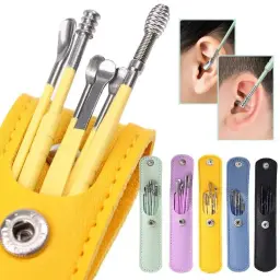  کیت 6 تایی ابزار گوش پاک کن با کیف چرمی  