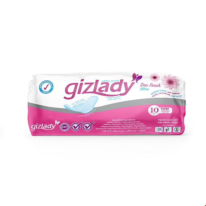 نوار بهداشتی گیزلیدی Gizlady پد کوتاه بالدار 10 عددی